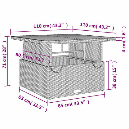 Garden Table Grey 110x110x71 cm Poly Rattan and Acacia Wood