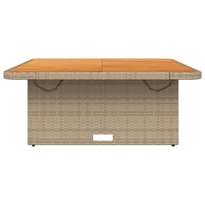 Garden Table Beige 110x110x71 cm Poly Rattan and Acacia Wood