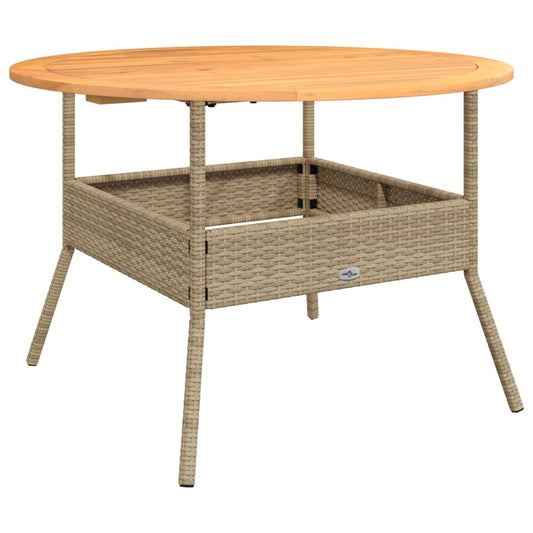 Garden Table | Beige | Poly Rattan | Ø110x71 cm | Durable | Garden Table