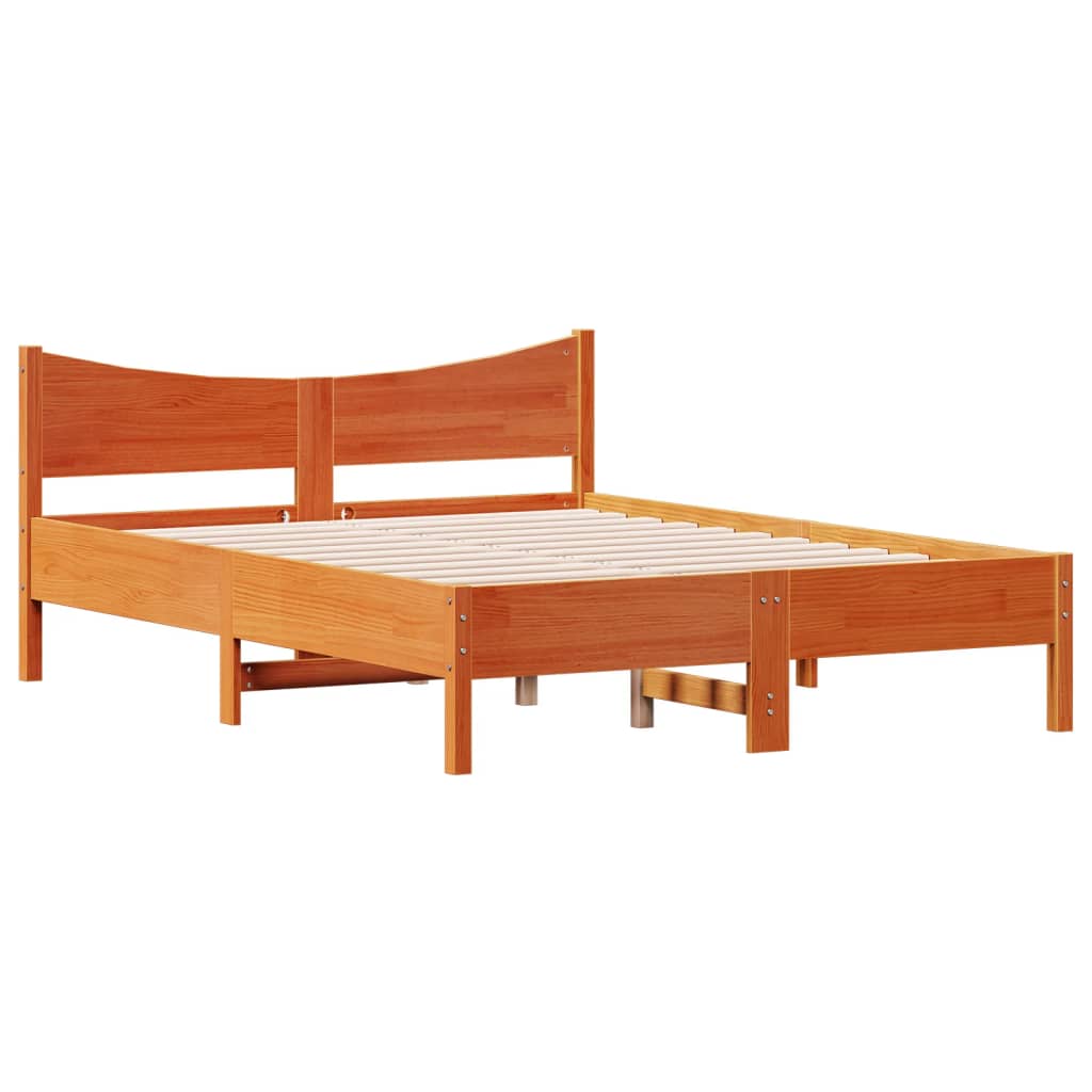 Bed Frame without Mattress Wax Brown 140x200 cm Solid Wood Pine