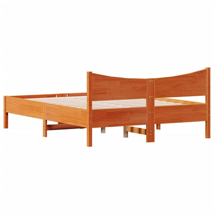 Bed Frame without Mattress Wax Brown 120x200 cm Solid Wood Pine