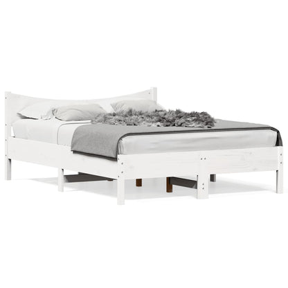 Bed Frame without Mattress White 135x190 cm Double Solid Wood Pine