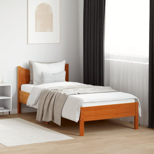Bed Frame without Mattress Wax Brown 75x190 cm Small Single Solid Wood Pine