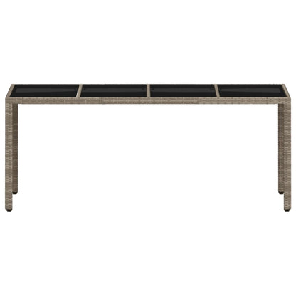 Garden Table with Glass Top Light Grey 190x90x75 cm Poly Rattan