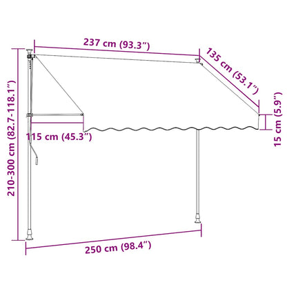 Retractable Awning Anthracite 250x150 cm Fabric and Steel