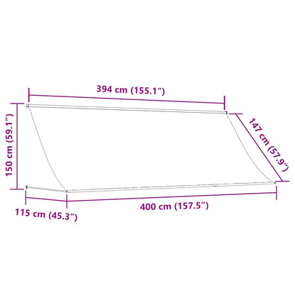 Retractable Awning Cream 400x150 cm Fabric and Steel