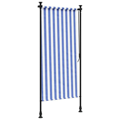 Outdoor Roller Blind Blue and White 100x270 cm Fabric&Steel