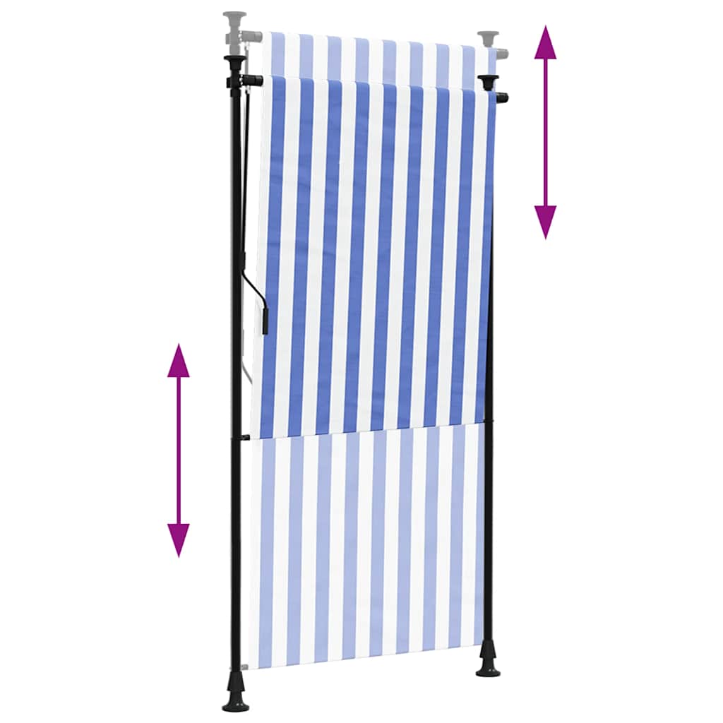 Outdoor Roller Blind Blue and White 120x270 cm Fabric&Steel