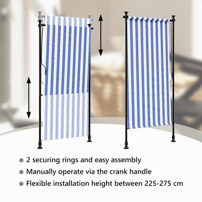 Outdoor Roller Blind Blue and White 120x270 cm Fabric&Steel
