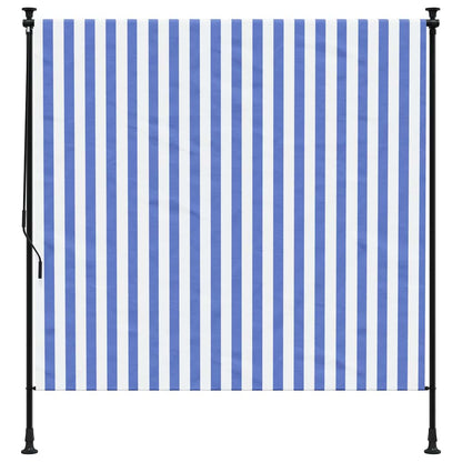 Outdoor Roller Blind Blue and White 150x270 cm Fabric&Steel