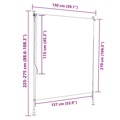 Outdoor Roller Blind Blue and White 150x270 cm Fabric&Steel