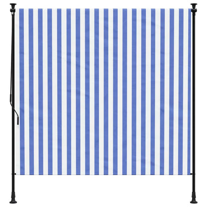 Outdoor Roller Blind Blue and White 200x270 cm Fabric&Steel