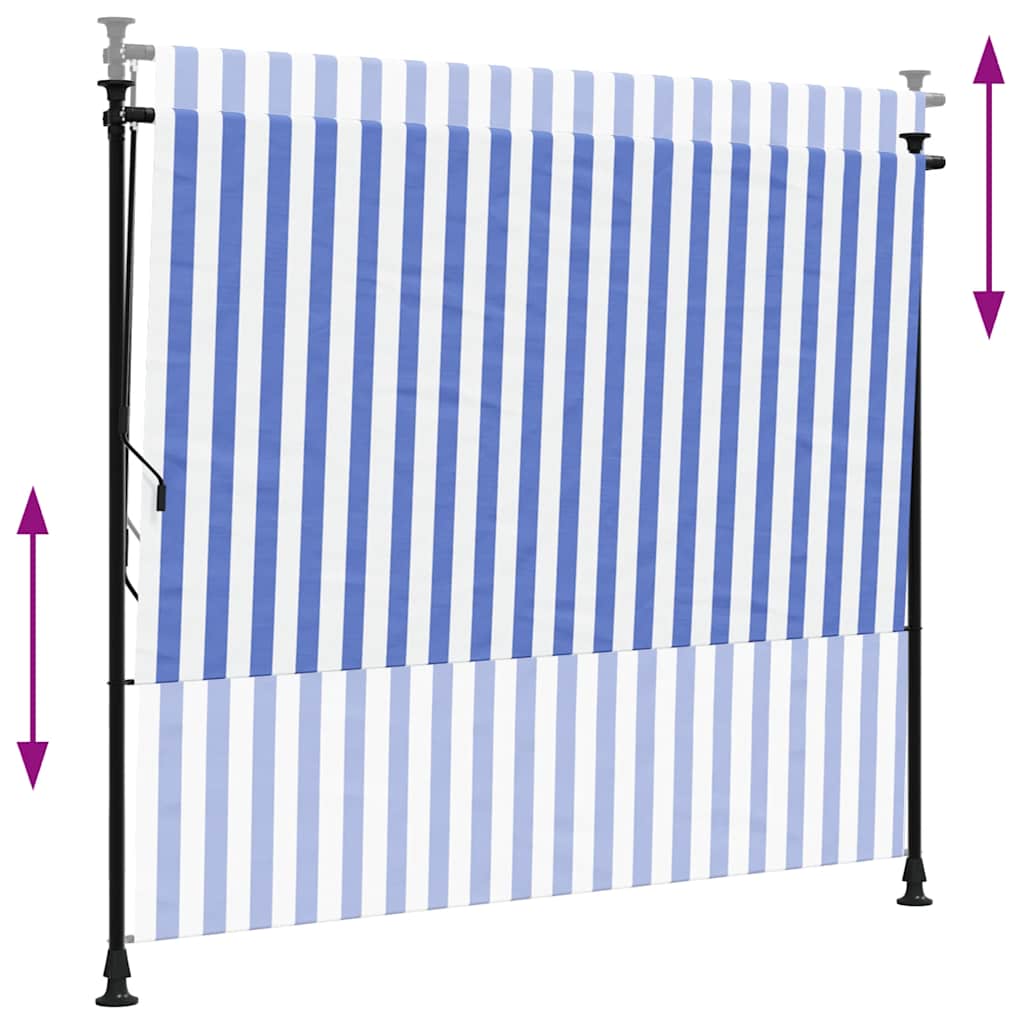 Outdoor Roller Blind Blue and White 200x270 cm Fabric&Steel