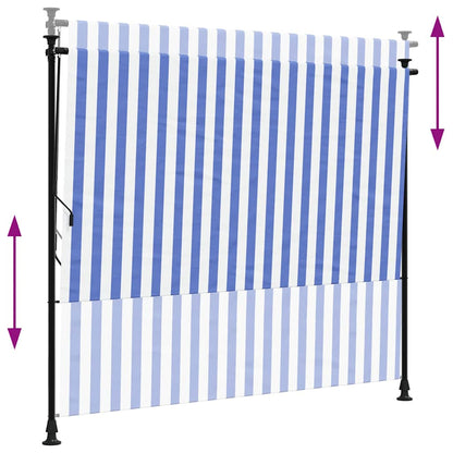 Outdoor Roller Blind Blue and White 200x270 cm Fabric&Steel