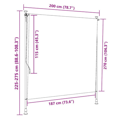 Outdoor Roller Blind Blue and White 200x270 cm Fabric&Steel