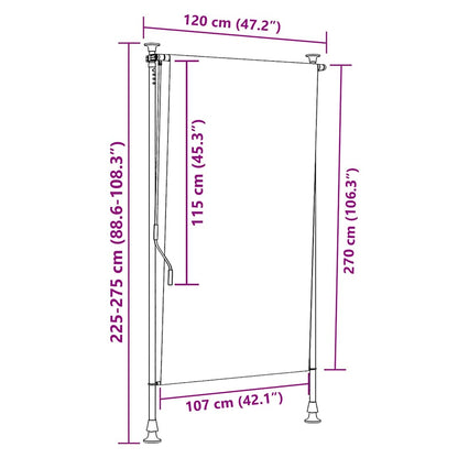 Outdoor Roller Blind Orange and White 120x270 cm Fabric&Steel
