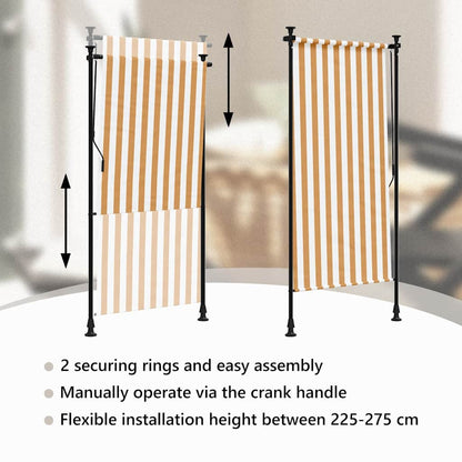 Outdoor Roller Blind Orange and White 120x270 cm Fabric&Steel