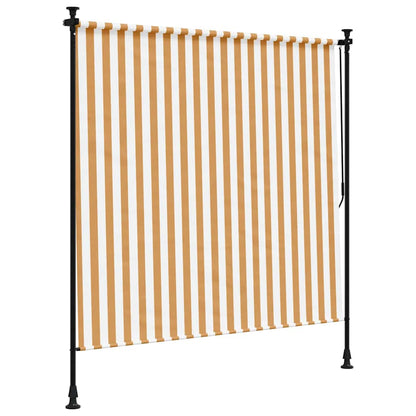 Outdoor Roller Blind Orange and White 150x270 cm Fabric&Steel