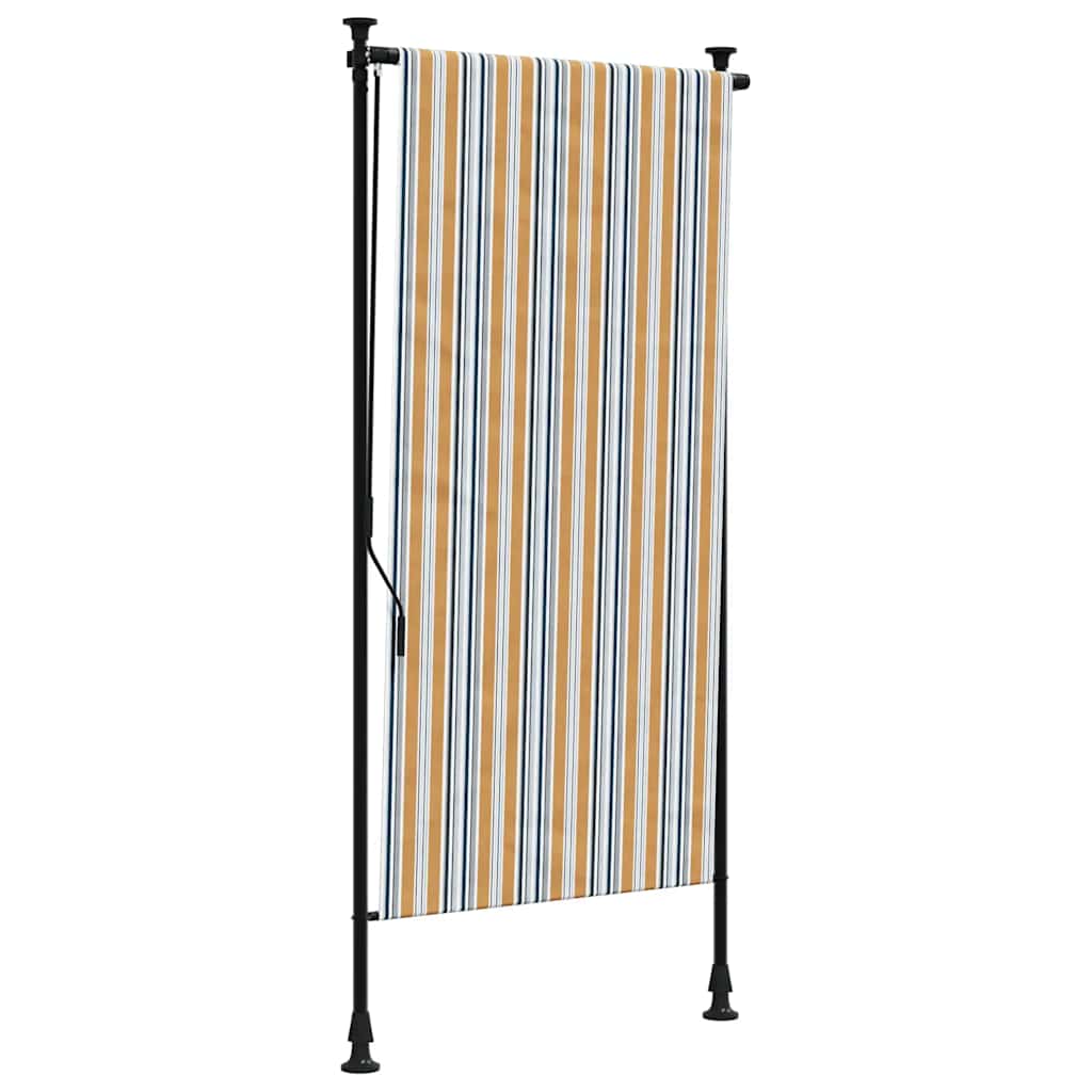 Outdoor Roller Blind Yellow and White 120x270 cm Fabric&Steel