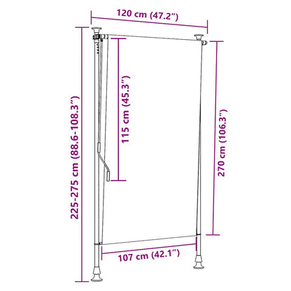 Outdoor Roller Blind Yellow and White 120x270 cm Fabric&Steel