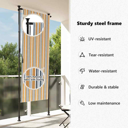 Outdoor Roller Blind Yellow and White 120x270 cm Fabric&Steel