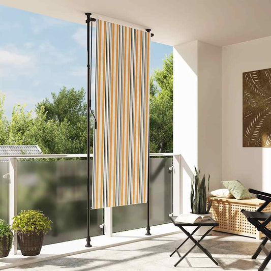 Outdoor Roller Blind Yellow and White 120x270 cm Fabric&Steel