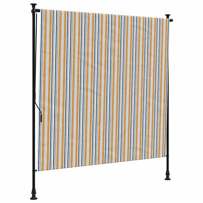 Outdoor Roller Blind Yellow and White 150x270 cm Fabric&Steel