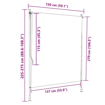 Outdoor Roller Blind Yellow and White 150x270 cm Fabric&Steel