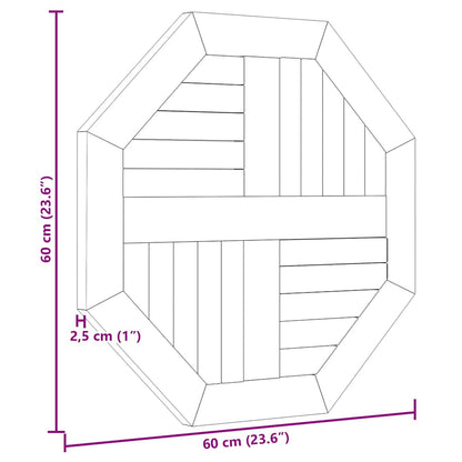 Table Top 60x60x2.5 cm Octagonal Solid Wood Teak