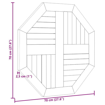 Table Top 70x70x2.5 cm Octagonal Solid Wood Teak