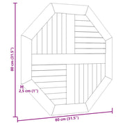Table Top 80x80x2.5 cm Octagonal Solid Wood Teak