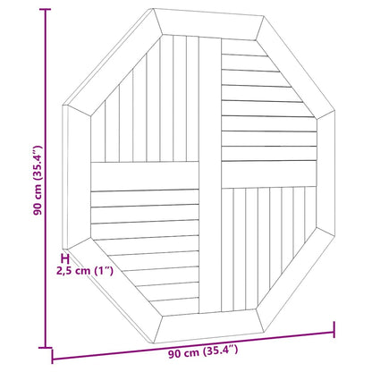 Table Top 90x90x2.5 cm Octagonal Solid Wood Teak