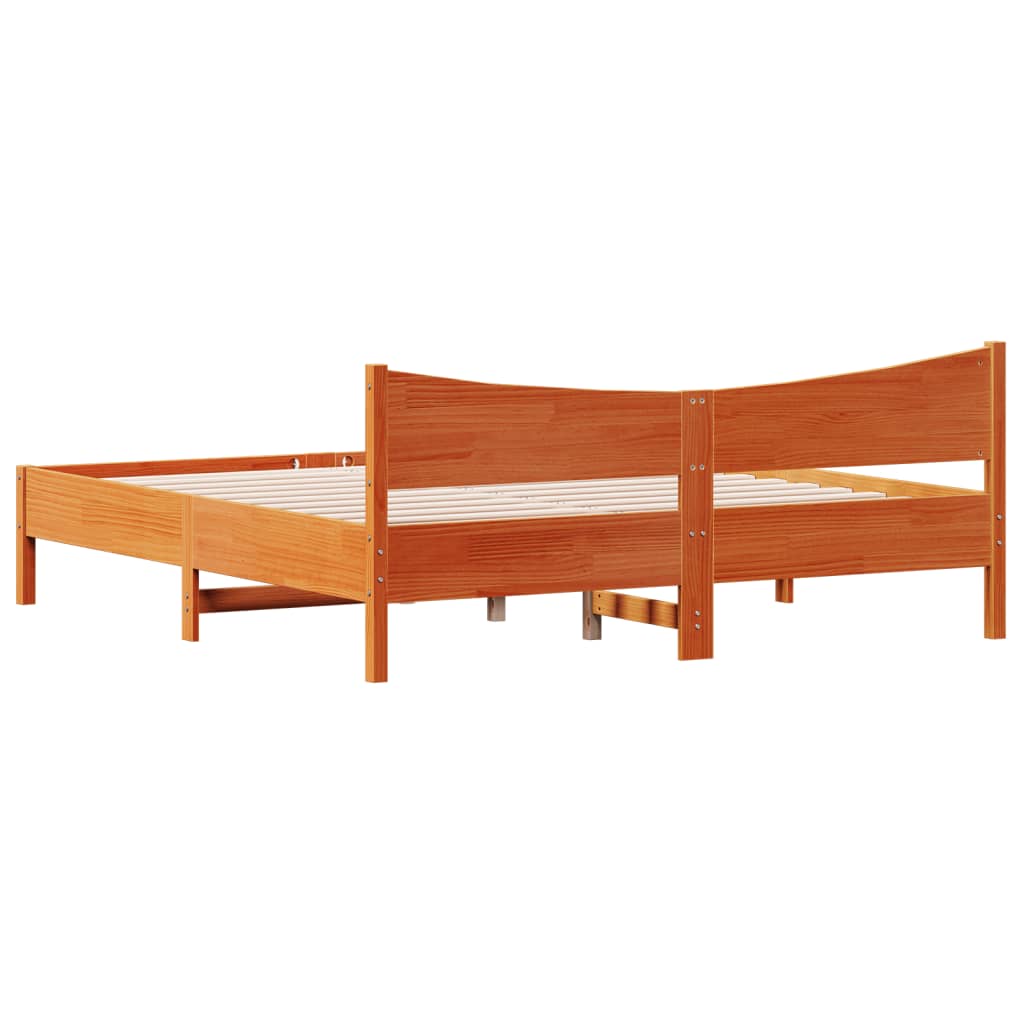 Bed Frame without Mattress Wax Brown 200x200 cm Solid Wood Pine
