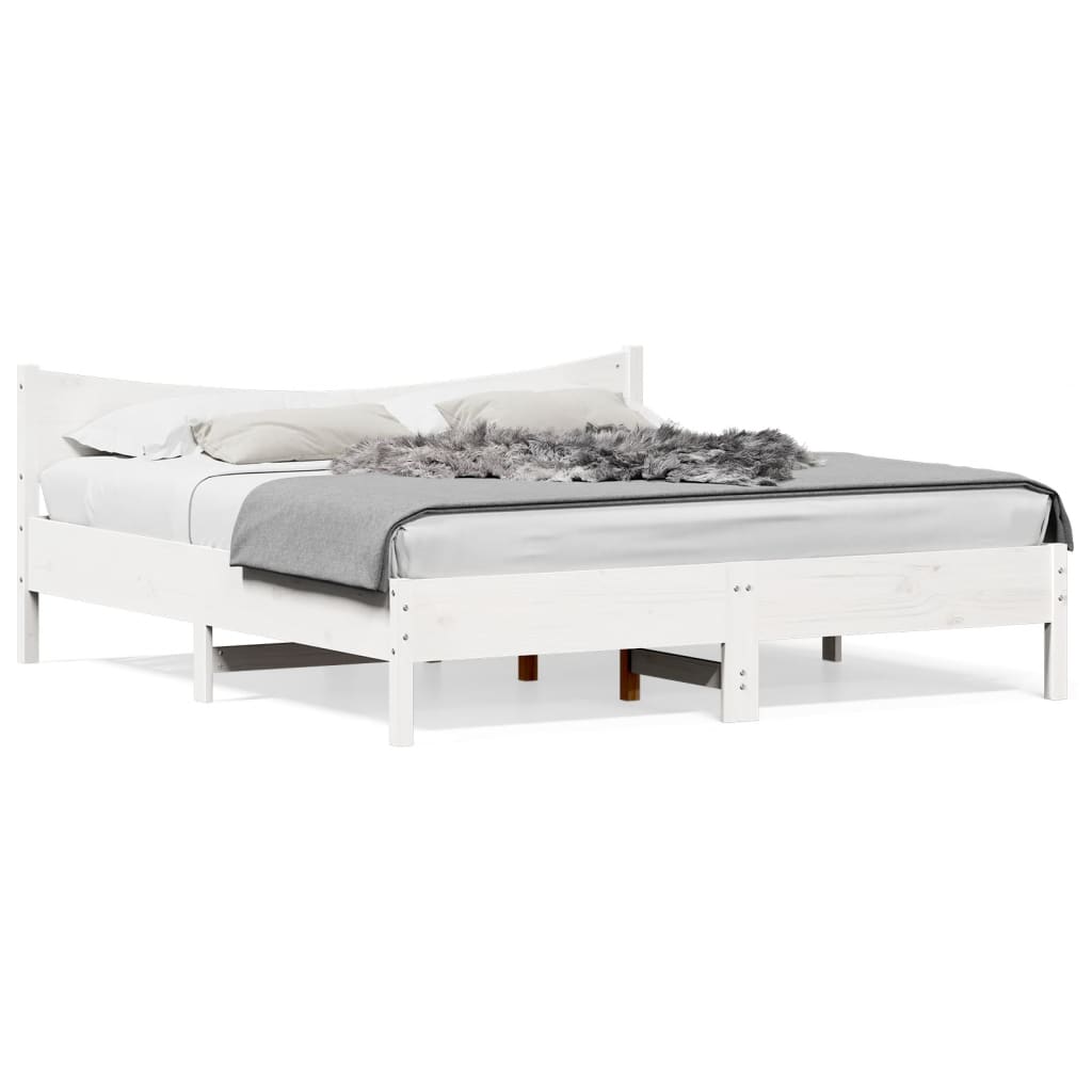 Bed Frame without Mattress White 180x200 cm Super King Solid Wood Pine