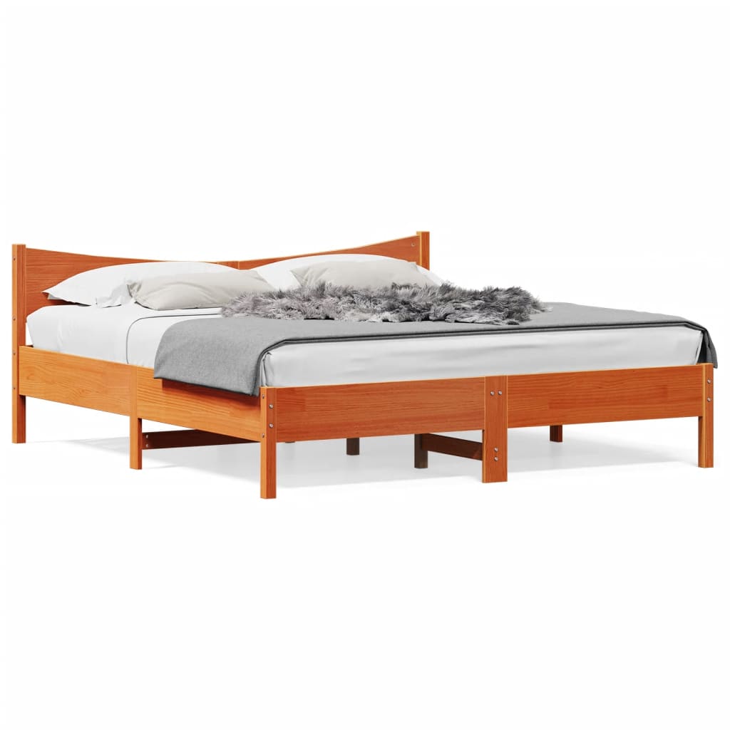 Bed Frame without Mattress Wax Brown 180x200 cm Super King Solid Wood Pine