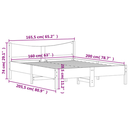 Bed Frame without Mattress 160x200 cm Solid Wood Pine