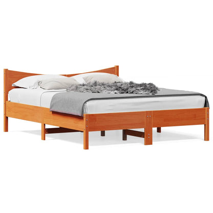 Bed Frame without Mattress Wax Brown 160x200 cm Solid Wood Pine