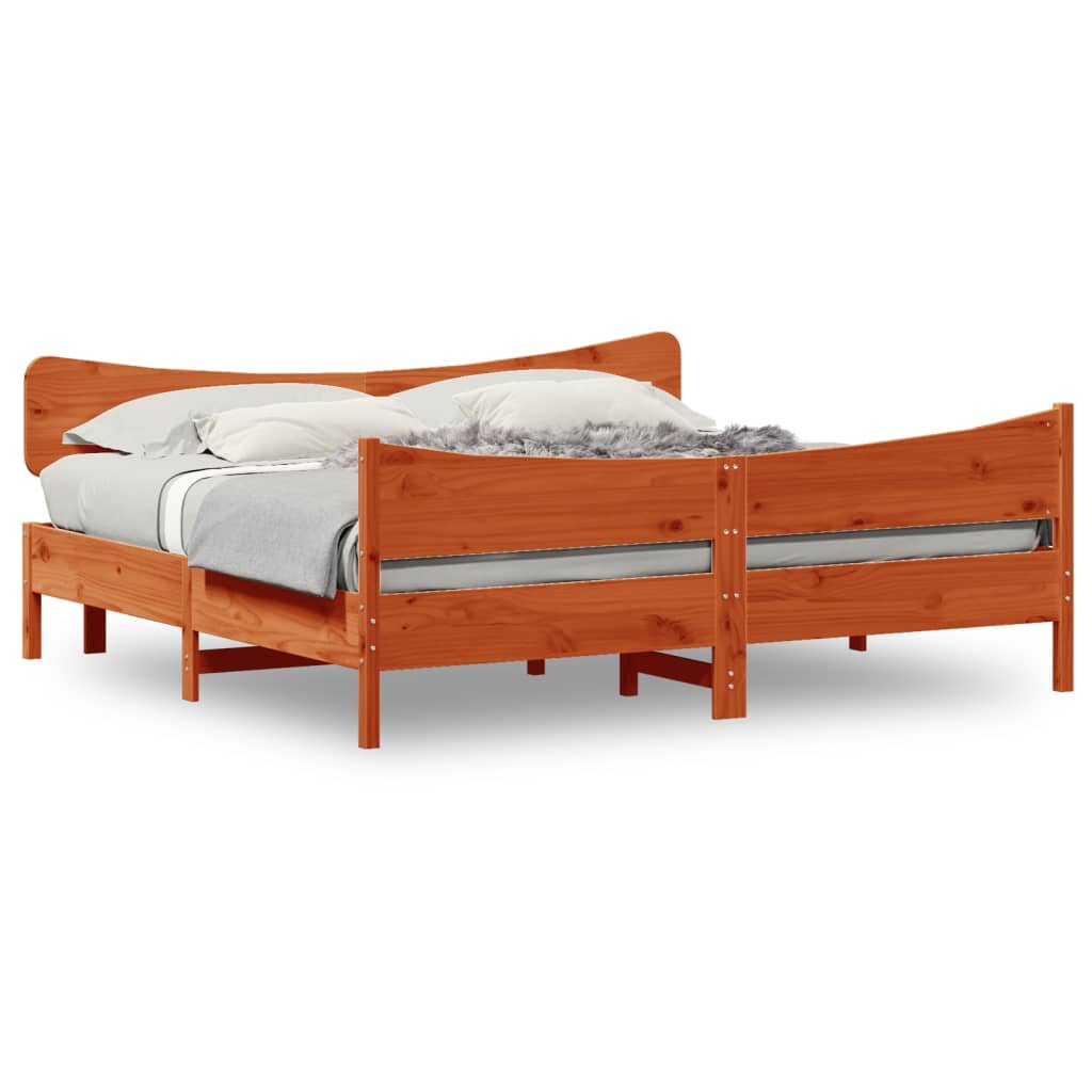 Bed Frame without Mattress Wax Brown 180x200 cm Super King Solid Wood Pine