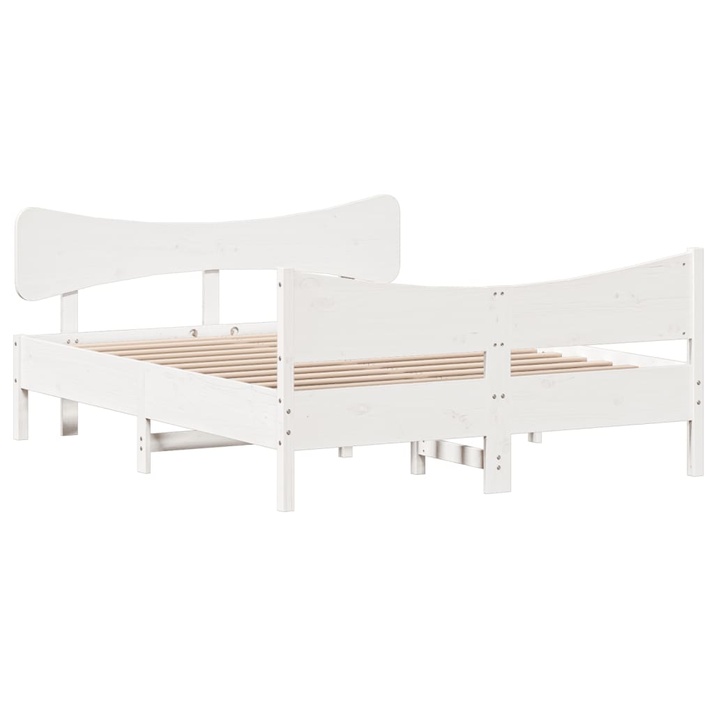 Bed Frame without Mattress White 160x200 cm Solid Wood Pine