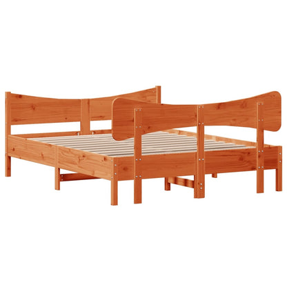 Bed Frame without Mattress Wax Brown 160x200 cm Solid Wood Pine