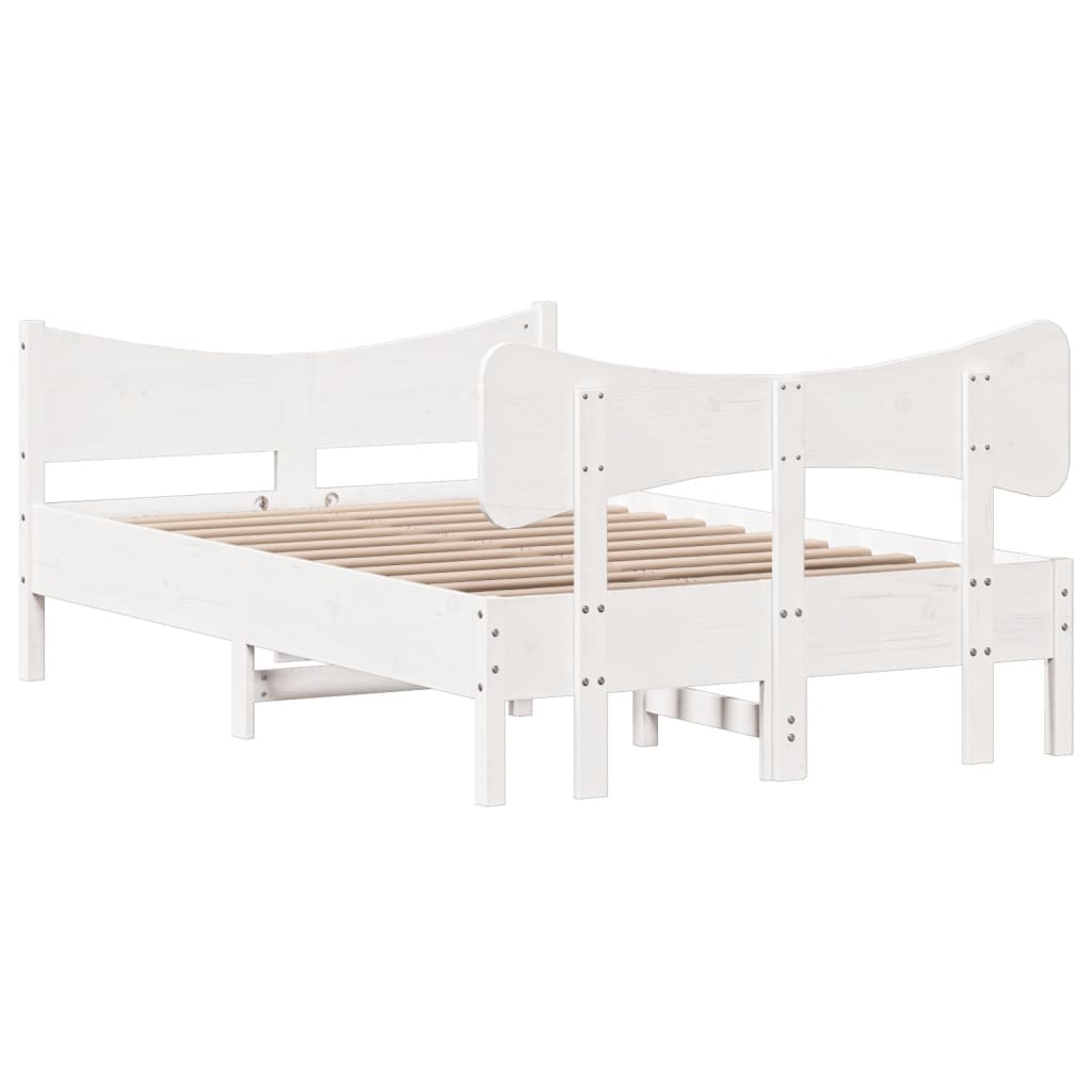 Bed Frame without Mattress White 120x200 cm Solid Wood Pine