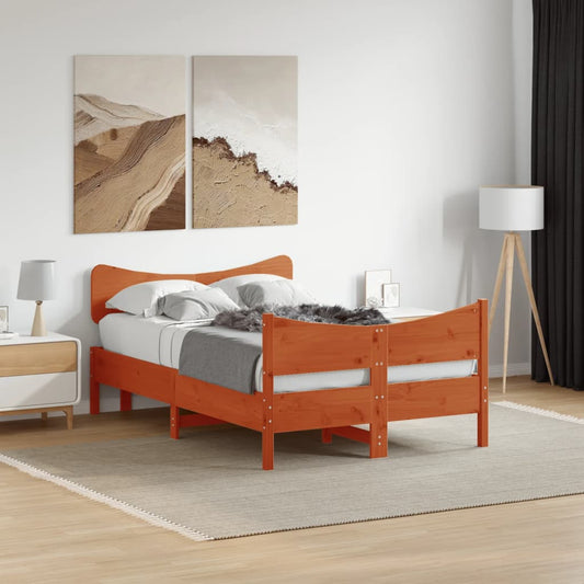 Bed Frame without Mattress Wax Brown 120x200 cm Solid Wood Pine