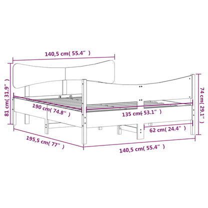 Bed Frame without Mattress White 135x190 cm Double Solid Wood Pine