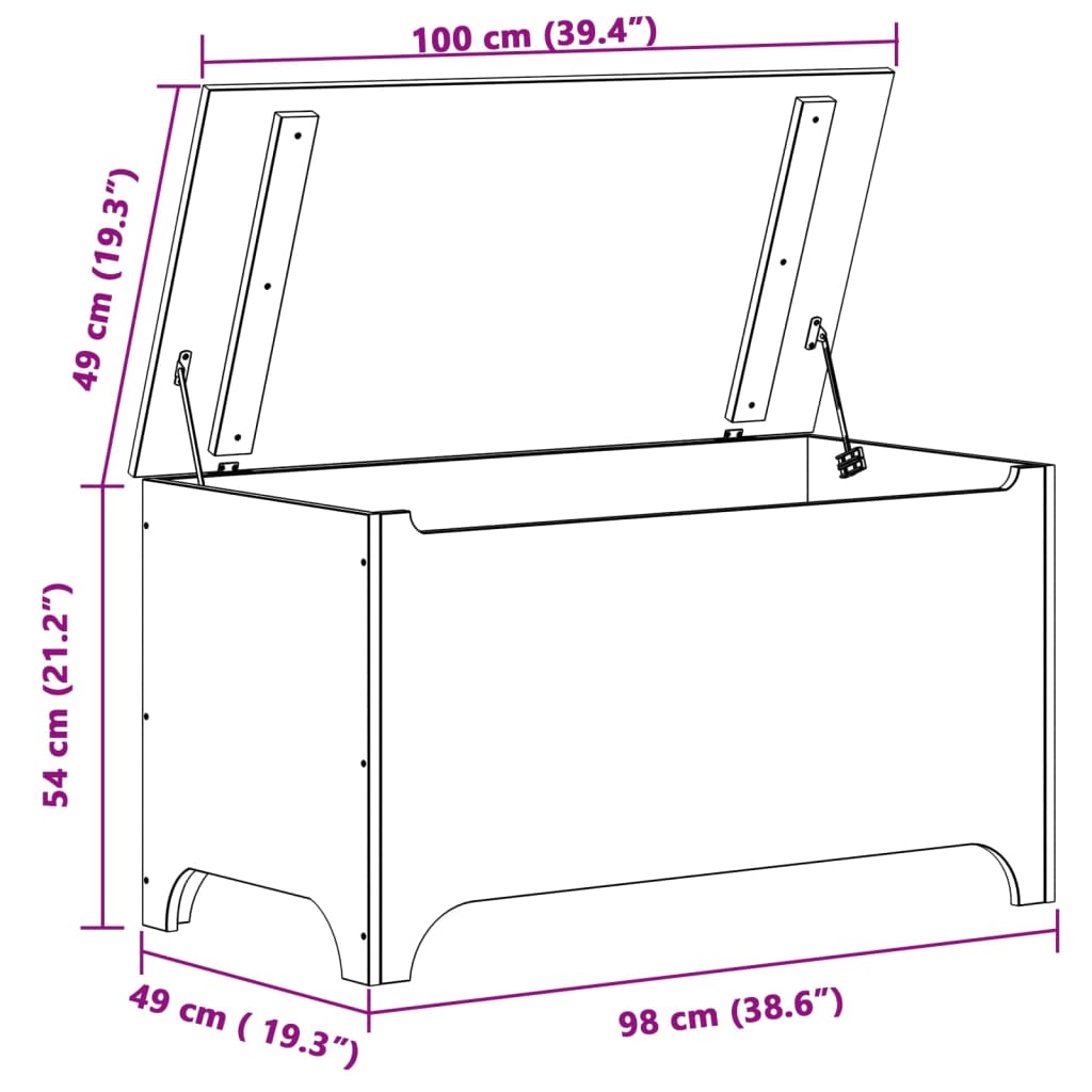 Storage Box with Lid RANA 100x49x54 cm Solid Wood Pine