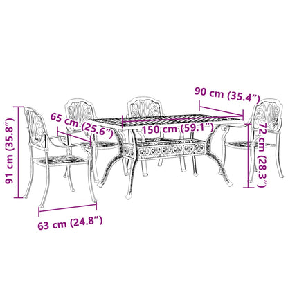 5 Piece Patio Dining Set White Cast Aluminum
