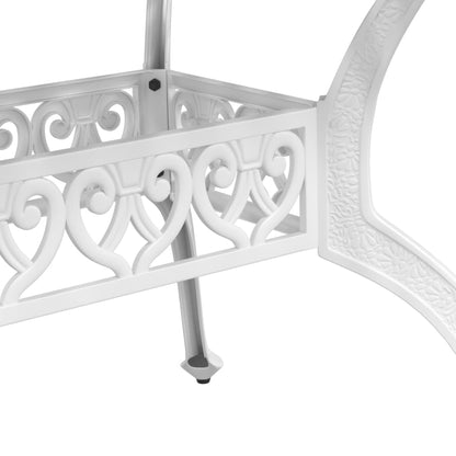 7 Piece Patio Dining Set White Cast Aluminum