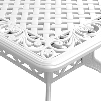 7 Piece Patio Dining Set White Cast Aluminum