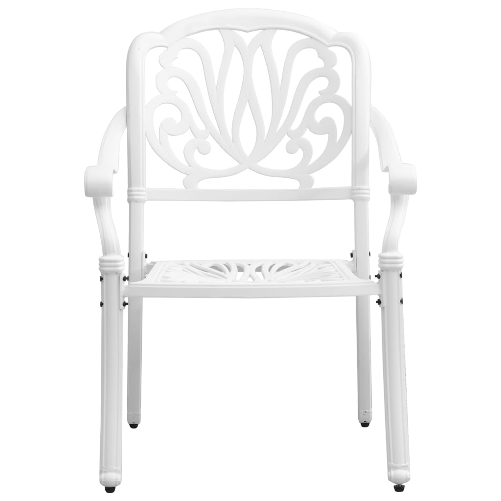 7 Piece Patio Dining Set White Cast Aluminum