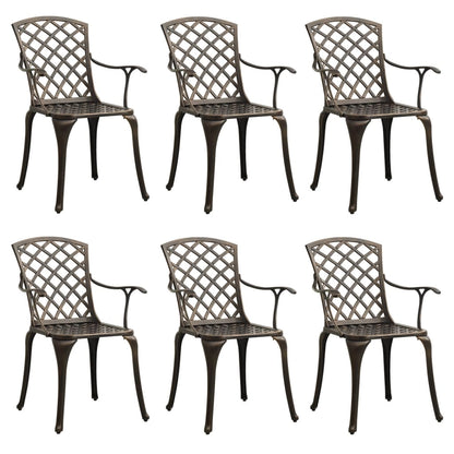 Patio Chairs 6 pcs Cast Aluminum Bronze