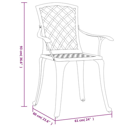 Patio Chairs 6 pcs Cast Aluminum Bronze